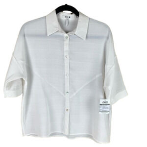 THREE Dots I Oversized Short Sleeve Button up Blouse NWT